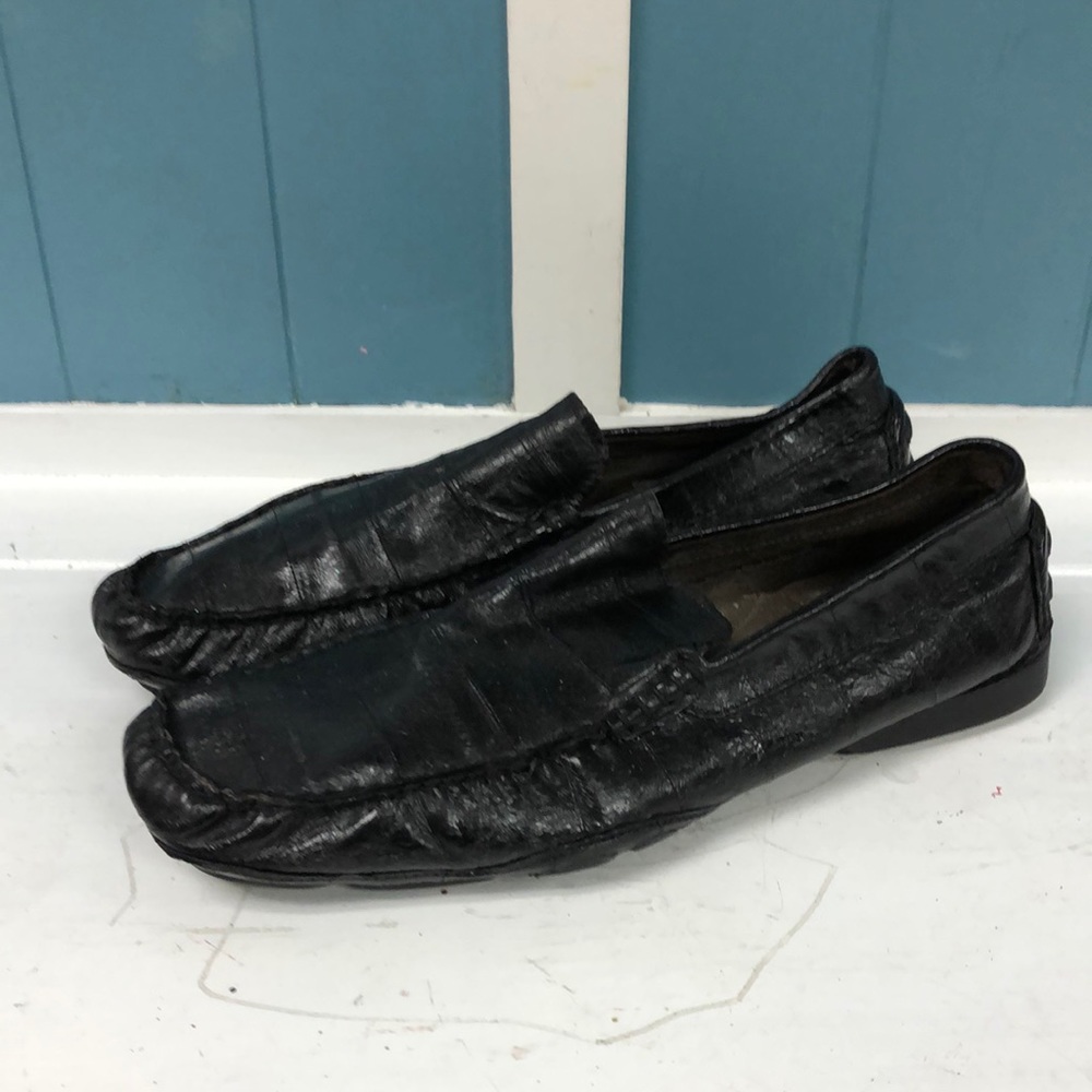 Kenneth Cole NY DRIVE HoME Mens Size 9.5 Black Leather Slip On Driving Loafers